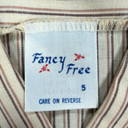 Fancy Free Vintage 80s Puff Sleeve Blouse Womens 5 Tan Striped New - take2supply