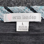 Erin London Top Womens Large Blue Grey Striped Long Sleeve Crew Neck - take2supply