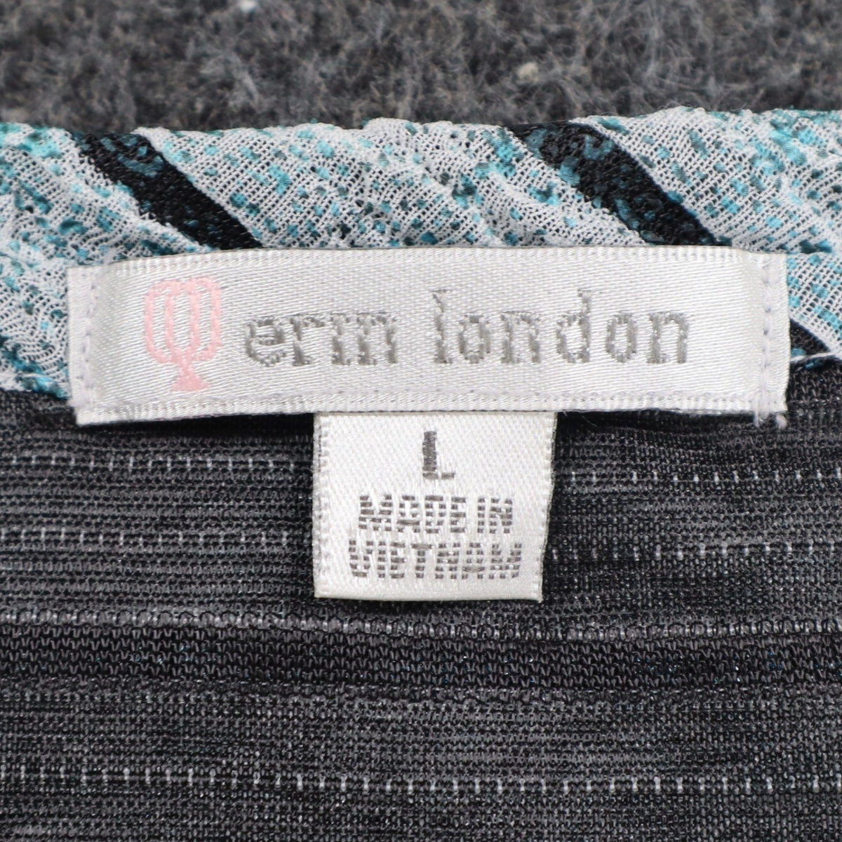 Erin London Top Womens Large Blue Grey Striped Long Sleeve Crew Neck - take2supply