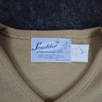 Scudder Sportswear V-Neck Sweater Youth Medium 10-12 Vintage 70s Tan Acrylic USA - take2supply