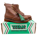 Titan Vintage 80s Safety Toe Work Boots Mens 8.5 D Brown Leather NWT Made in USA - take2supply