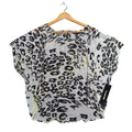 mymichelle Leopard Print Top Womens Large White Black Sheer Chiffon High-Low NWT - take2supply