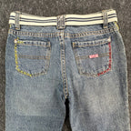 US Polo Assn Y2K Butterfly Jeans Girls 12 Blue Denim Flare Belted USPA NWT - take2supply