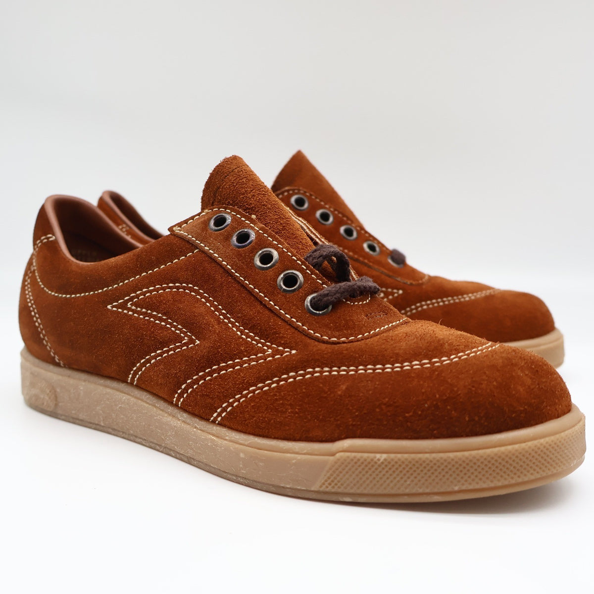 Walker Oxford Sneakers 5.5 D Vintage Brown Suede Gum Sole Deadstock Retro - take2supply