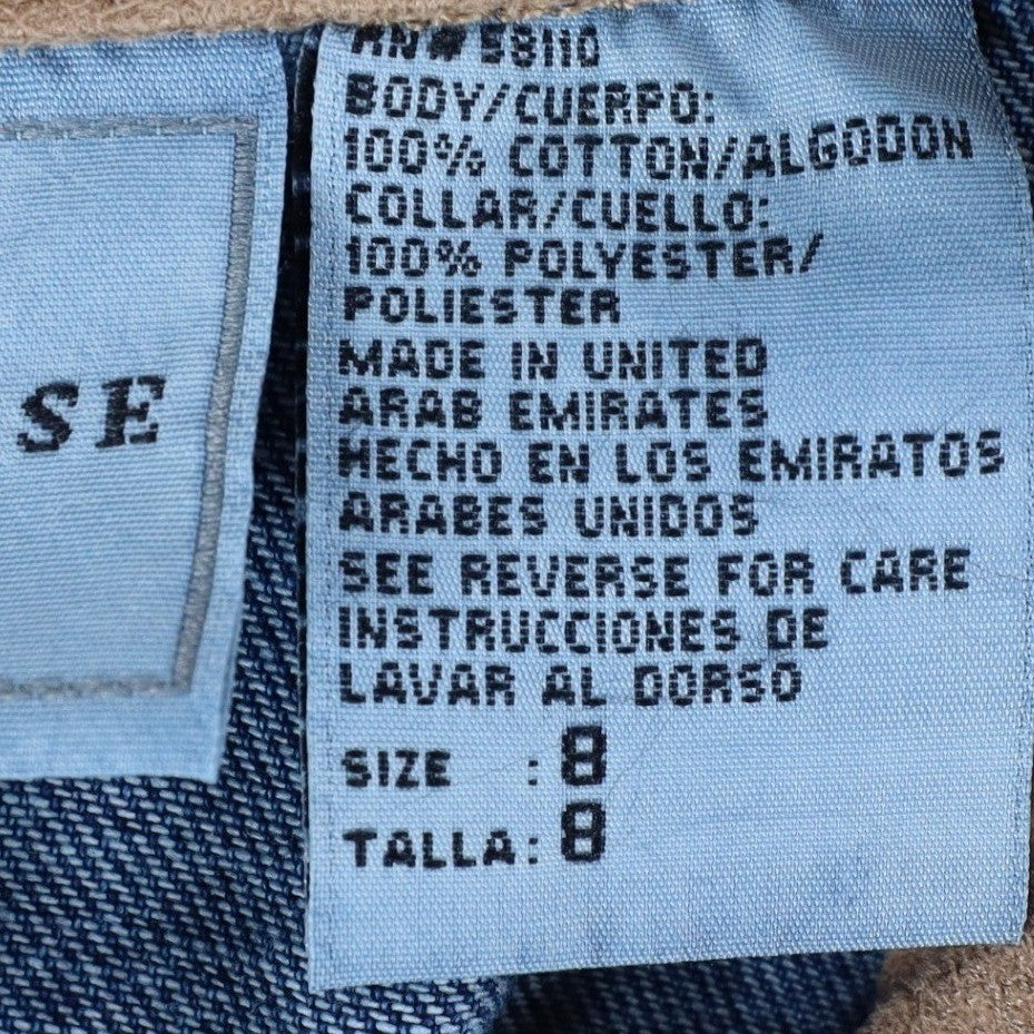 Studio Ease Denim Jacket Womens 8 Blue Cotton Faux Suede Collar WAAC77RI NWT - take2supply