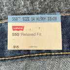 Levis 550 Relaxed Fit Jeans Boys Size 14 Husky 33x28 Blue Denim NWT - take2supply