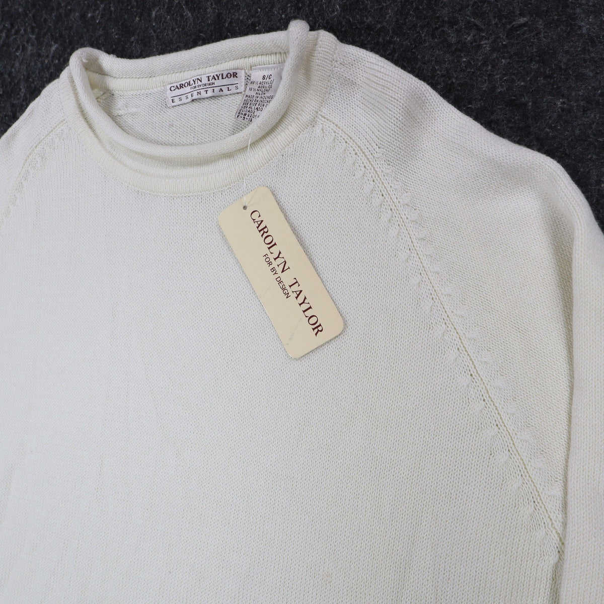 Carolyn Taylor Sweater Womens Small Cream Mock Neck Raglan Knit Top NWT - take2supply