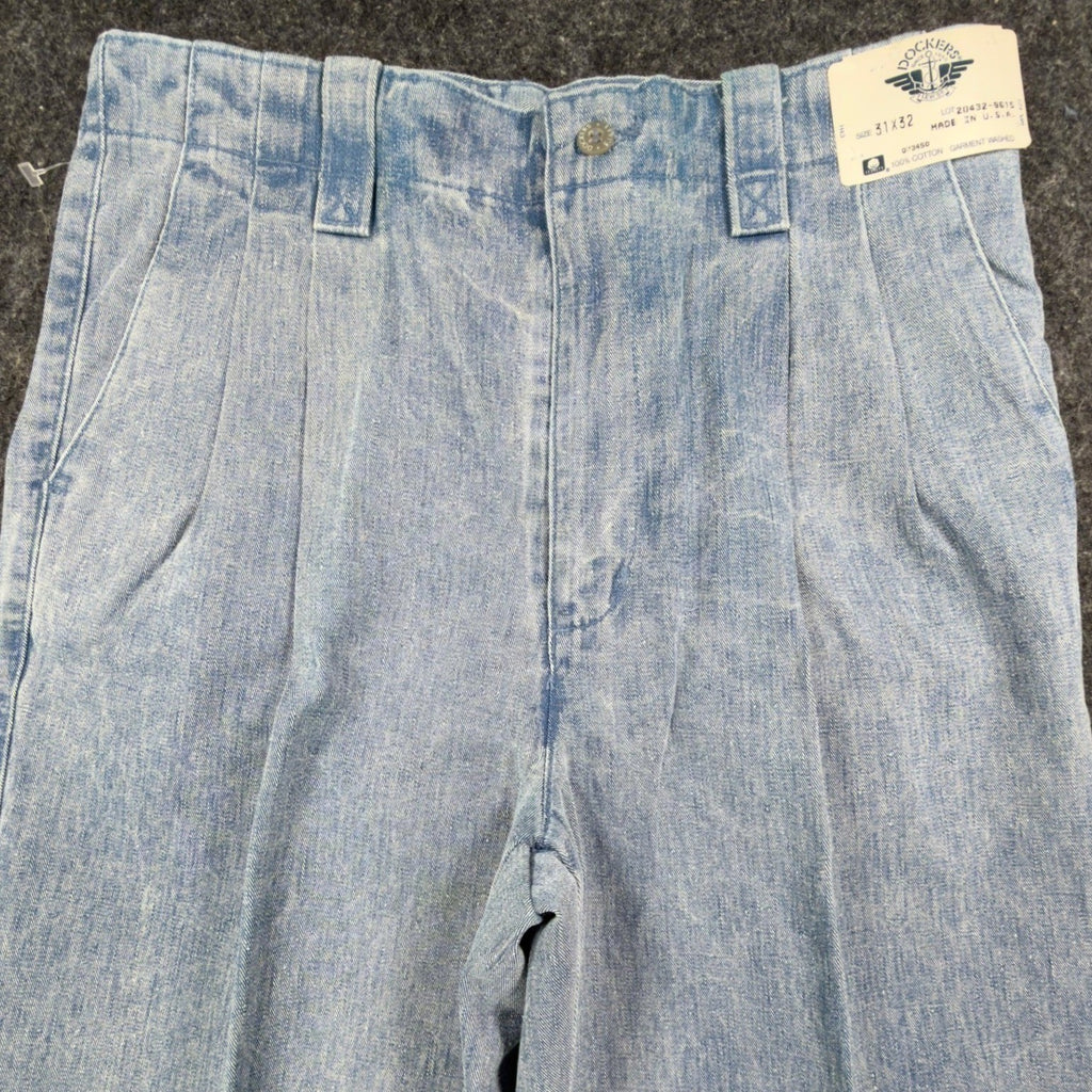 Dockers Vintage 90s Pleated Jeans Mens 31x32 Light Wash Cotton NWT Made in USA - take2supply