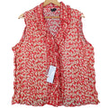 Piano Ruffle Blouse Womens XL Red Pleated Crinkle Sleeveless Sheer Top 07960 - take2supply