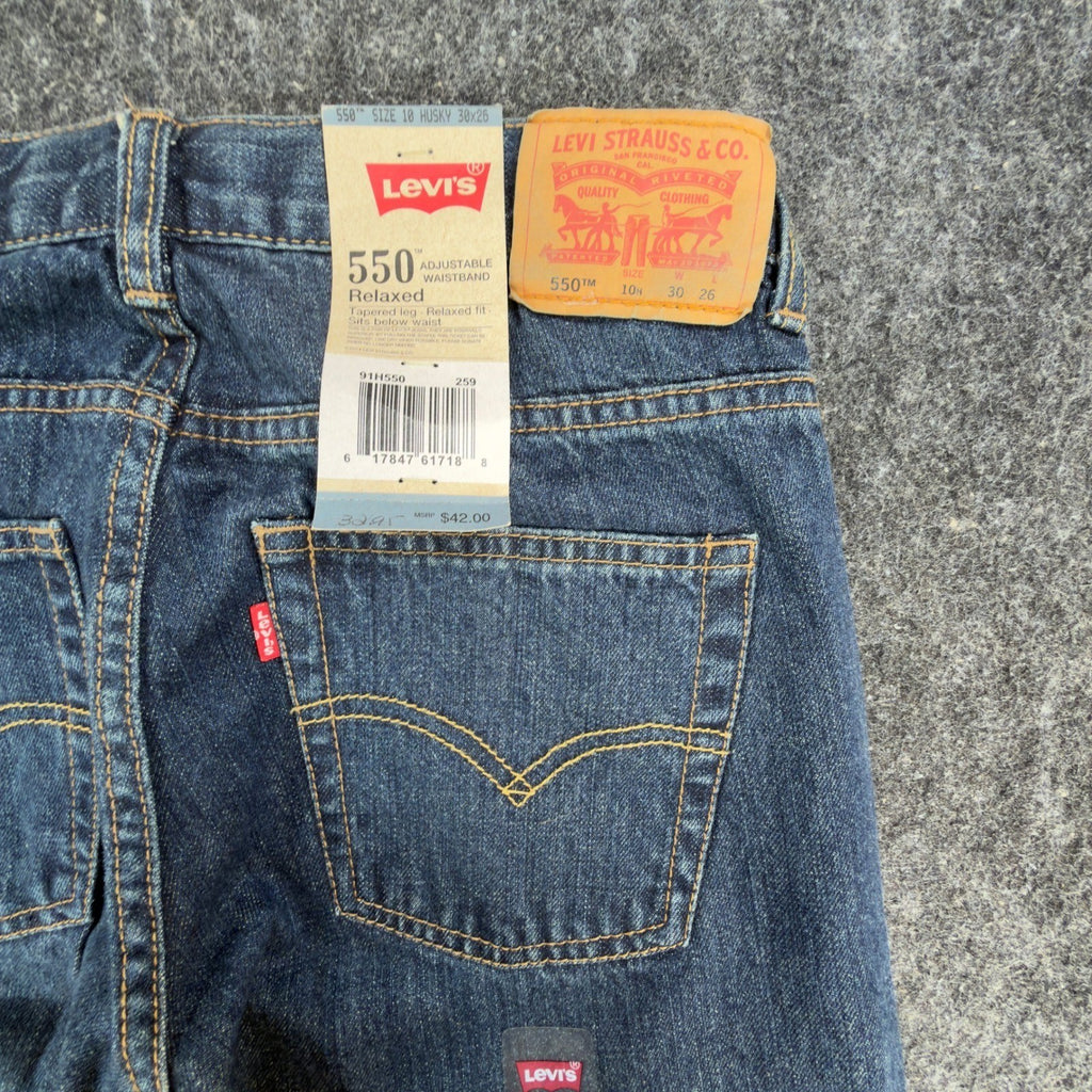 Levi's 550 Jeans Kids 10 Husky Dark Stone Denim Relaxed Tapered 30x26 NWT - take2supply