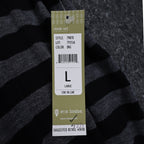 Erin London Open Front Vest Womens Large Black Grey Striped Draped Waterfall Hem - take2supply