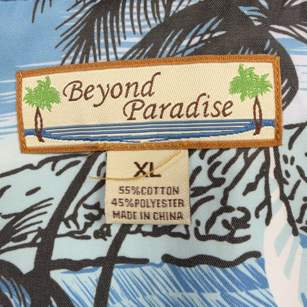 Beyond Paradise Hawaiian Shirt Mens XL Blue Tropical Palm Tree Cotton Blend NWT - take2supply