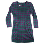 My Michelle Plaid Dress Womens 13/14 Vintage 90s Purple Green Long Sleeve Mini - take2supply