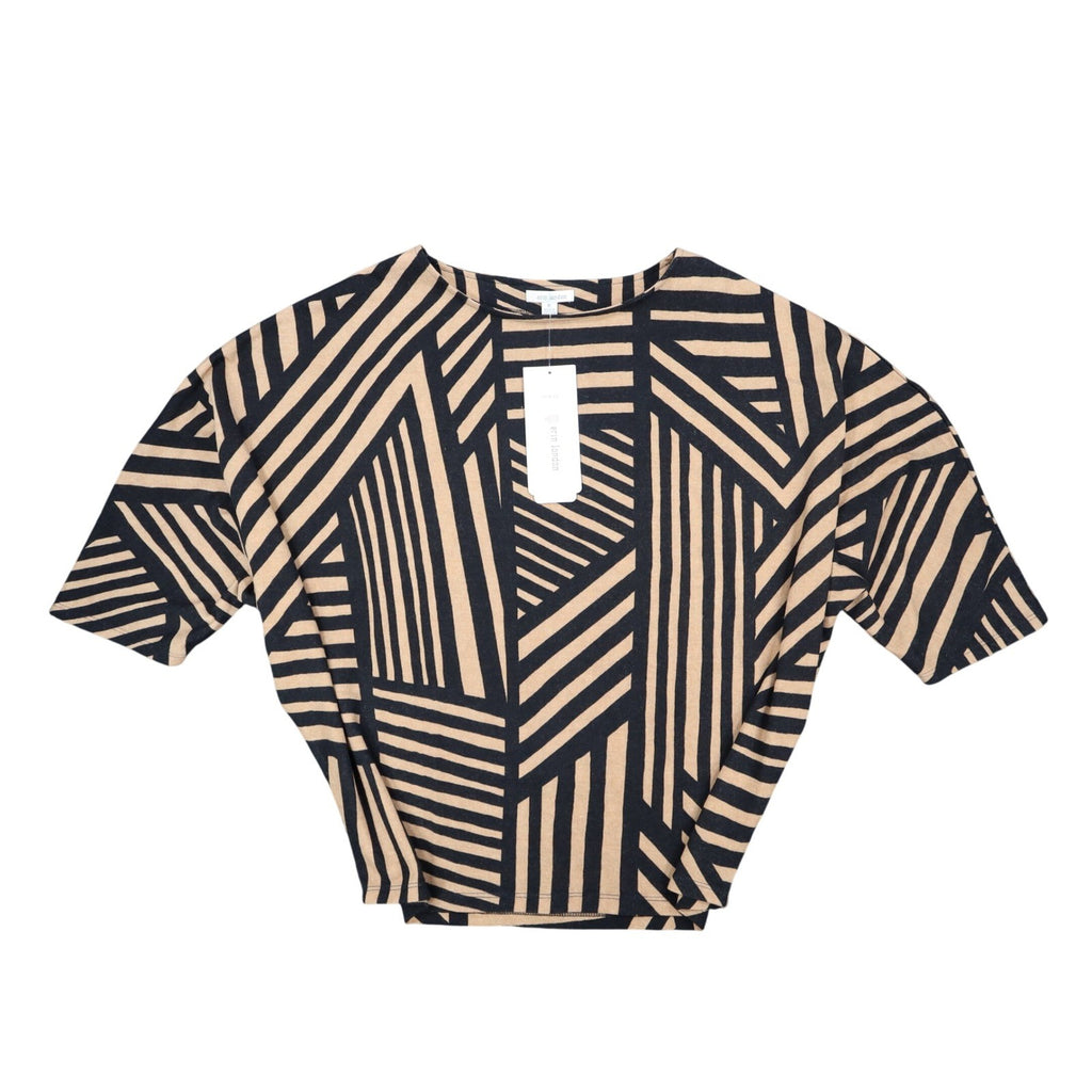 Erin London Top Womens Medium NWT Black Tan Geometric Dolman Sleeve Shirt - take2supply