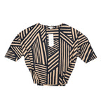 Erin London Top Womens Medium NWT Black Tan Geometric Dolman Sleeve Shirt - take2supply