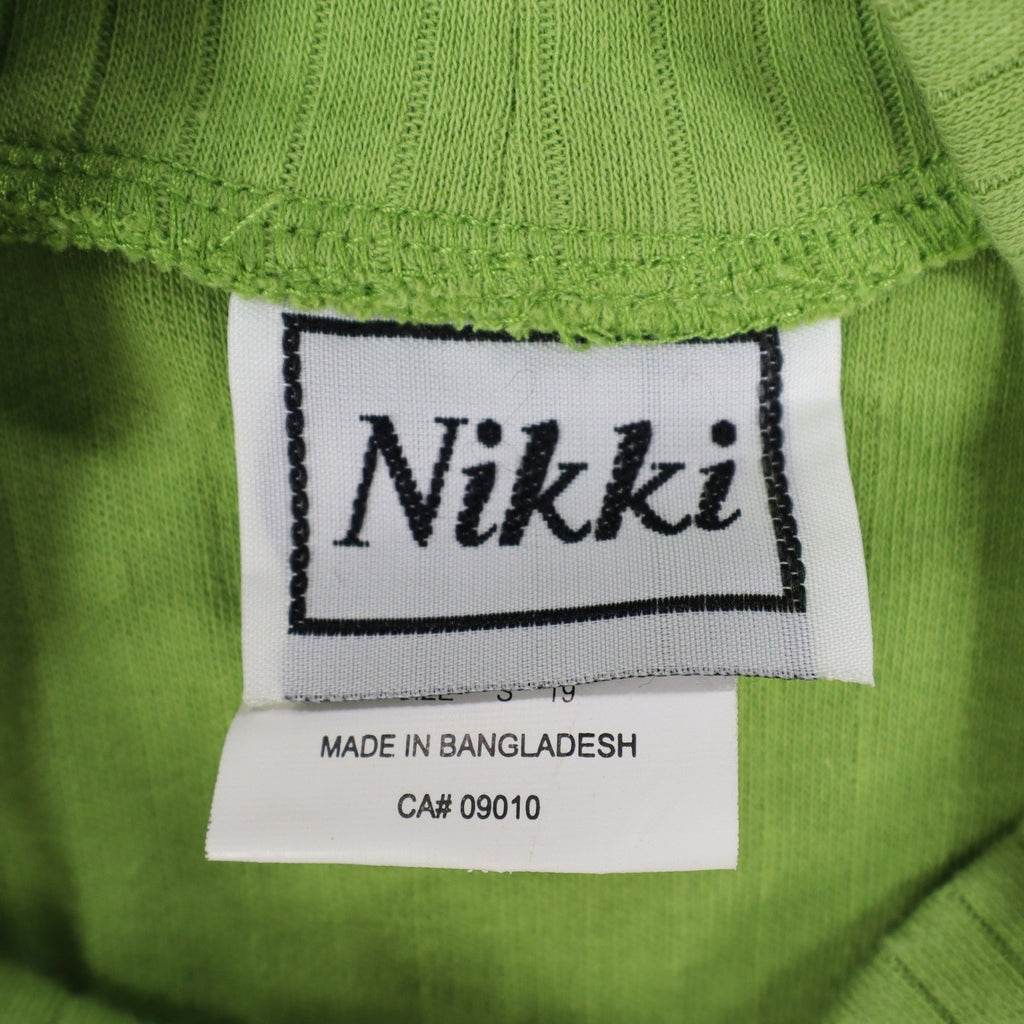 Nikki Mock Neck Top Small Y2K Granny Smith Green Ribbed Long Sleeve 44U5 NEW - take2supply