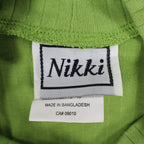 Nikki Mock Neck Top Small Y2K Granny Smith Green Ribbed Long Sleeve 44U5 NEW - take2supply