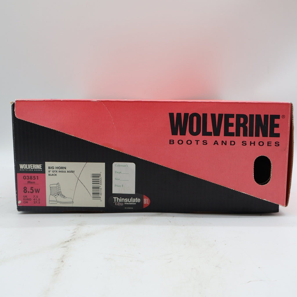 Wolverine Big Horn Boots Mens 8.5 W Vintage Y2K Black Leather Gore-Tex 03851 NEW - take2supply