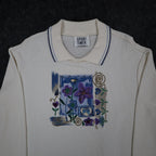 Sport Timer Floral Polo Shirt Womens XL Vintage 90s Cream Made in USA NEW - take2supply
