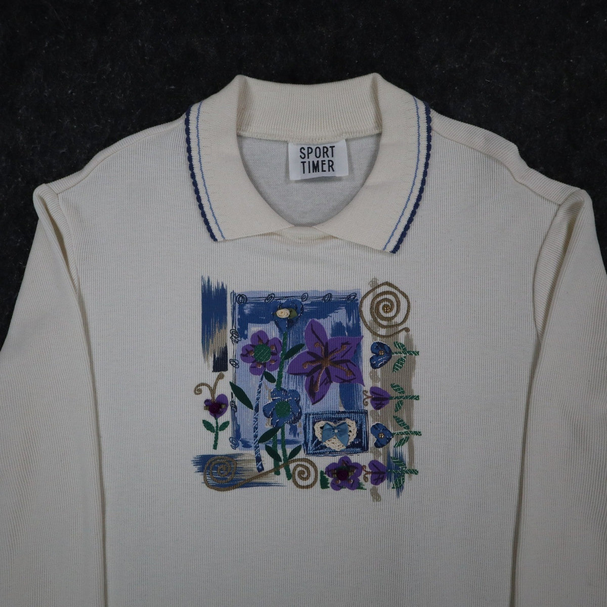Sport Timer Floral Polo Shirt Womens XL Vintage 90s Cream Made in USA NEW - take2supply