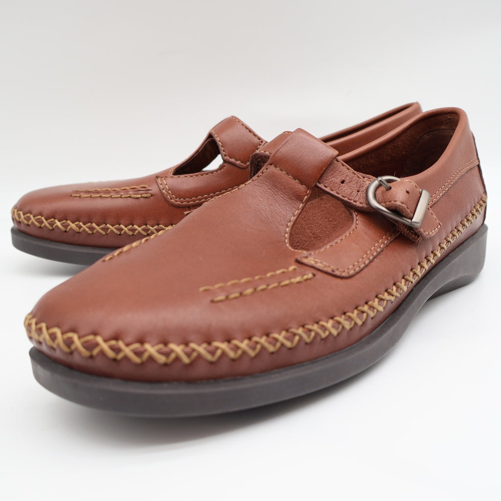 Dexter T-Strap Loafers Womens 8 Vintage Cognac Leather Faith Comfort Classics - take2supply