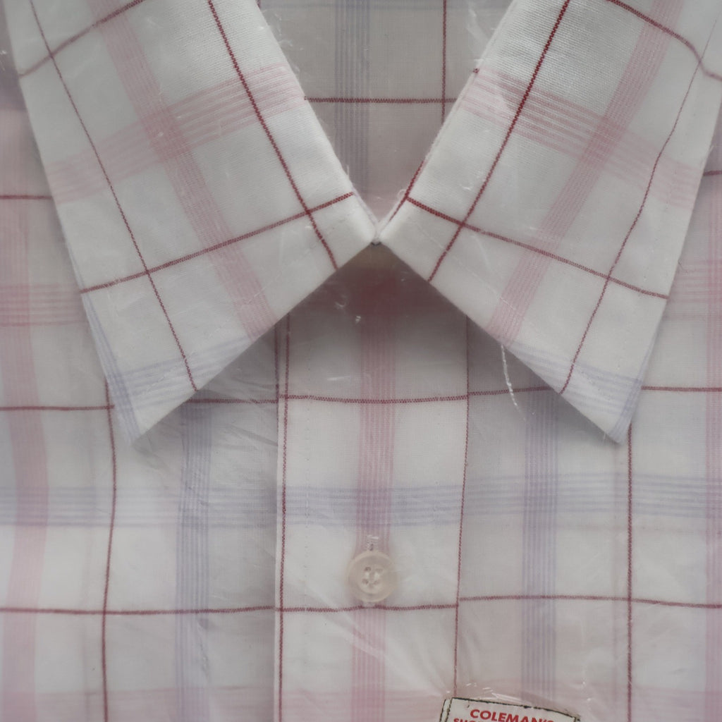 Mark VII Dress Shirt Mens 16 32/33 Vintage Deadstock White Red Blue Plaid - take2supply