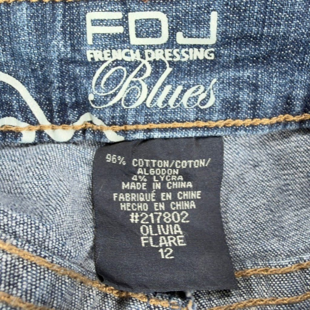 FDJ Olivia Flare Jeans Women 12 Blue Stretch Mid Rise Denim NWT New - take2supply
