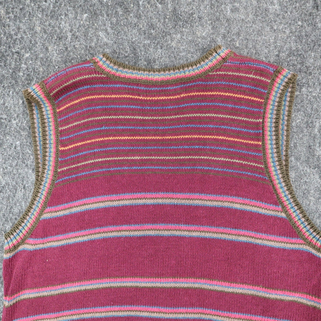 Donnkenny Sweater Vest Womens Medium Vintage 90s Burgundy Beaded Ramie Cotton - take2supply