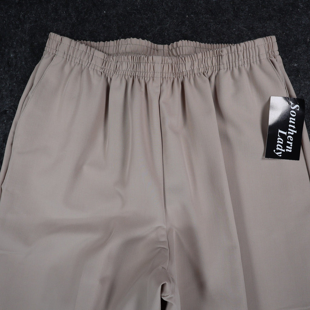 Southern Lady Pants Womens 12 Tan Pull On Elastic Waist Straight Leg NWT NOS - take2supply