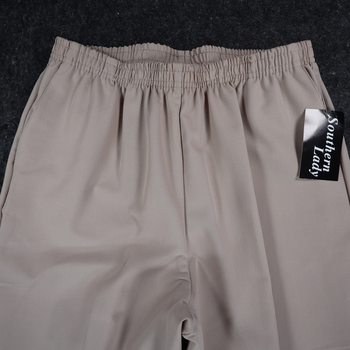 Southern Lady Pants Womens 12 Tan Pull On Elastic Waist Straight Leg NWT NOS - take2supply
