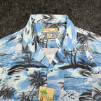 Beyond Paradise Hawaiian Shirt Mens XL Blue Tropical Palm Tree Cotton Blend NWT - take2supply