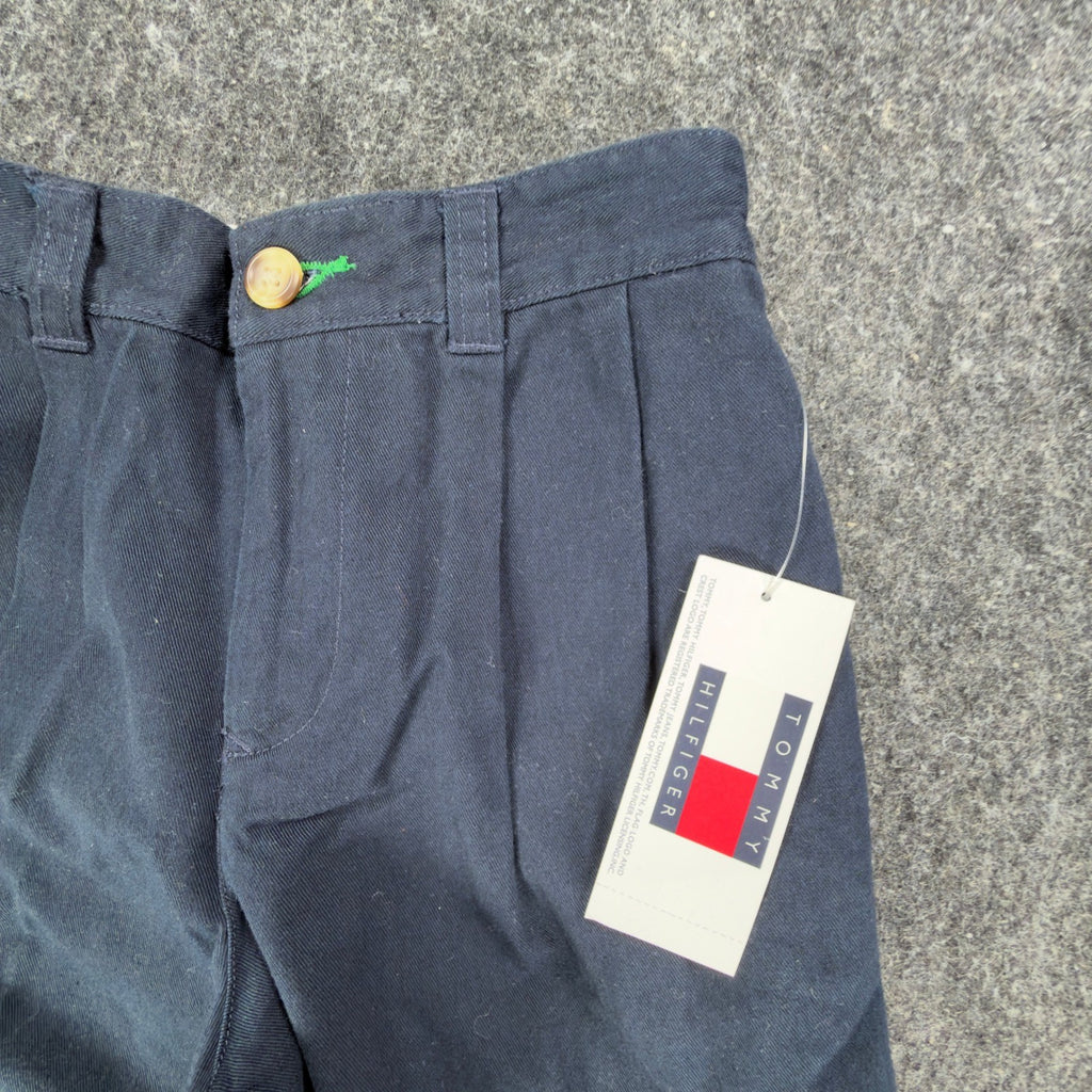 Tommy Hilfiger Y2K Pleated Chino Shorts Kids 6 Navy Blue Cotton NWT - take2supply