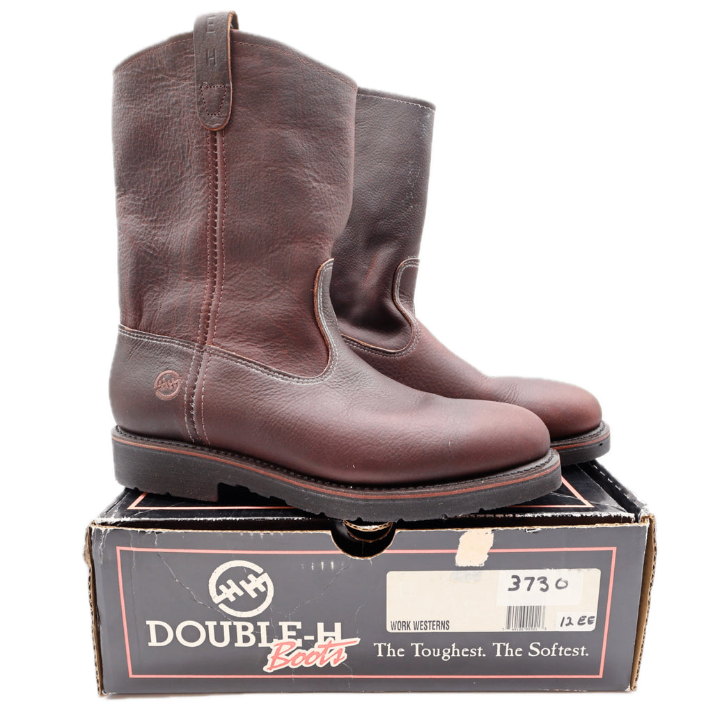 Double-H Boots Mens 12 EE USA Brown Leather Ranch Wellington Work Boots NIB 3730 - take2supply