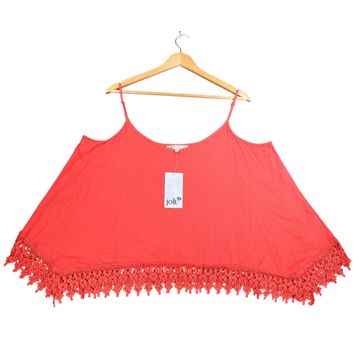 Jolt Cami Tank Top Womens Large Red Rayon Crochet Lace Trim Flowy JW1762DXQ - take2supply