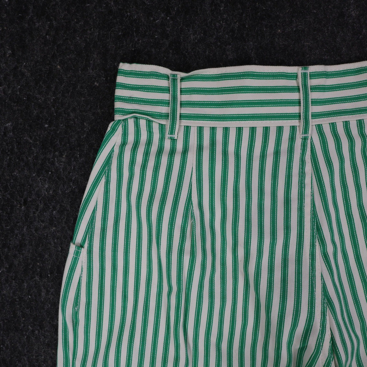 Hang Ten Shorts Womens 3/4 Vintage 80s Green White Striped Cotton High Waist NWT - take2supply