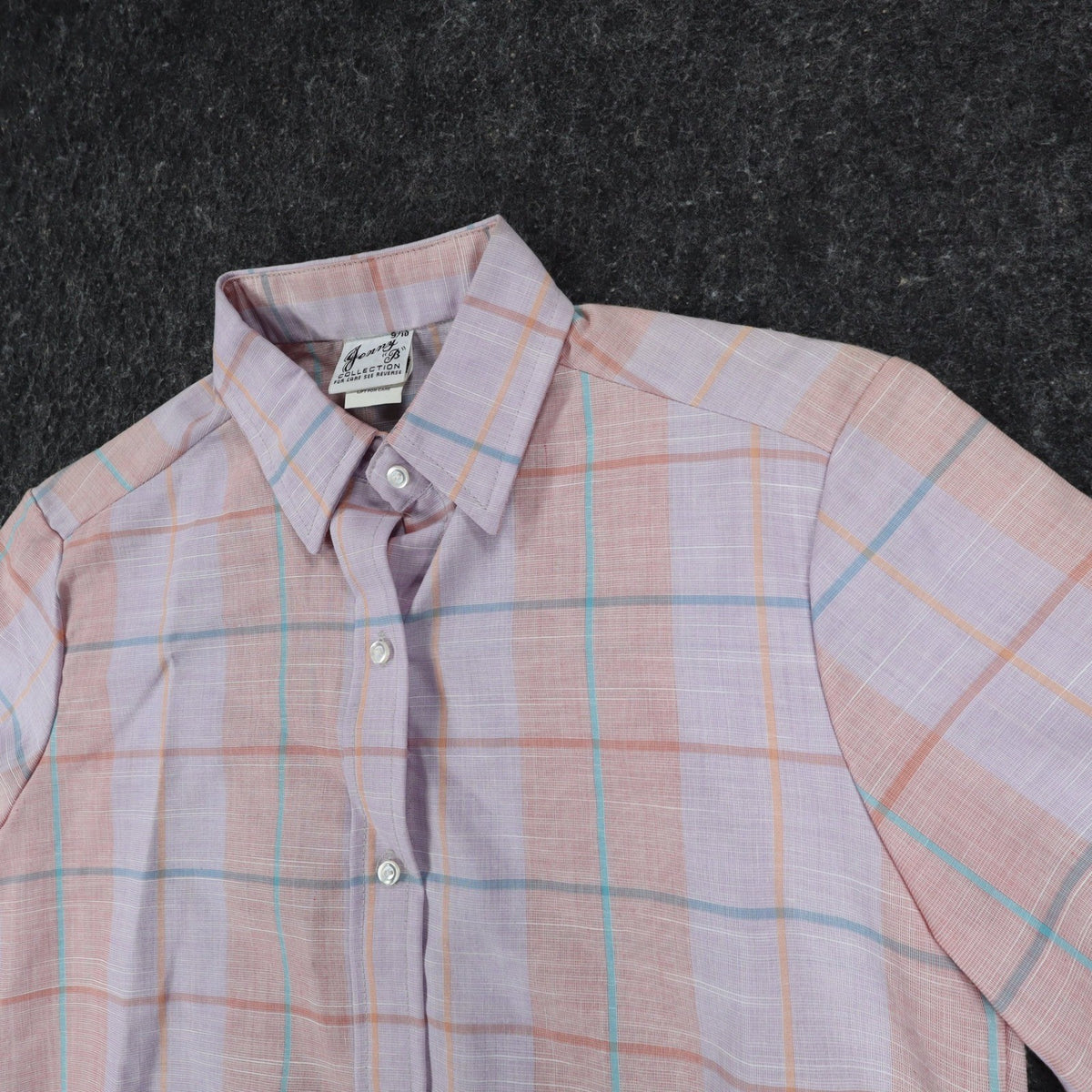 Jenny B Collection Plaid Shirt Womens 9/10 Vintage 80s Pink Pastel Short Sleeve - take2supply