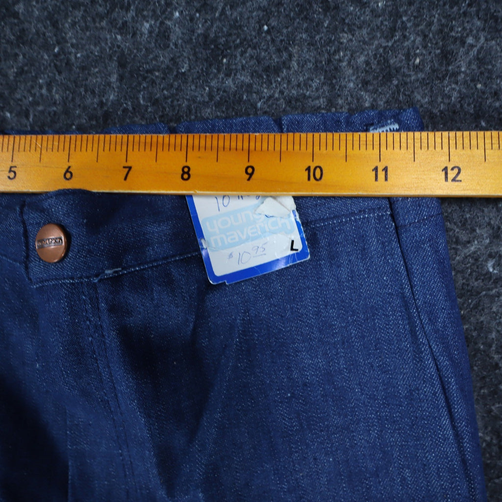 Vintage Young Maverick Jeans Boys 10 Blue Flare Elastic Waist Embroidered NWT - take2supply