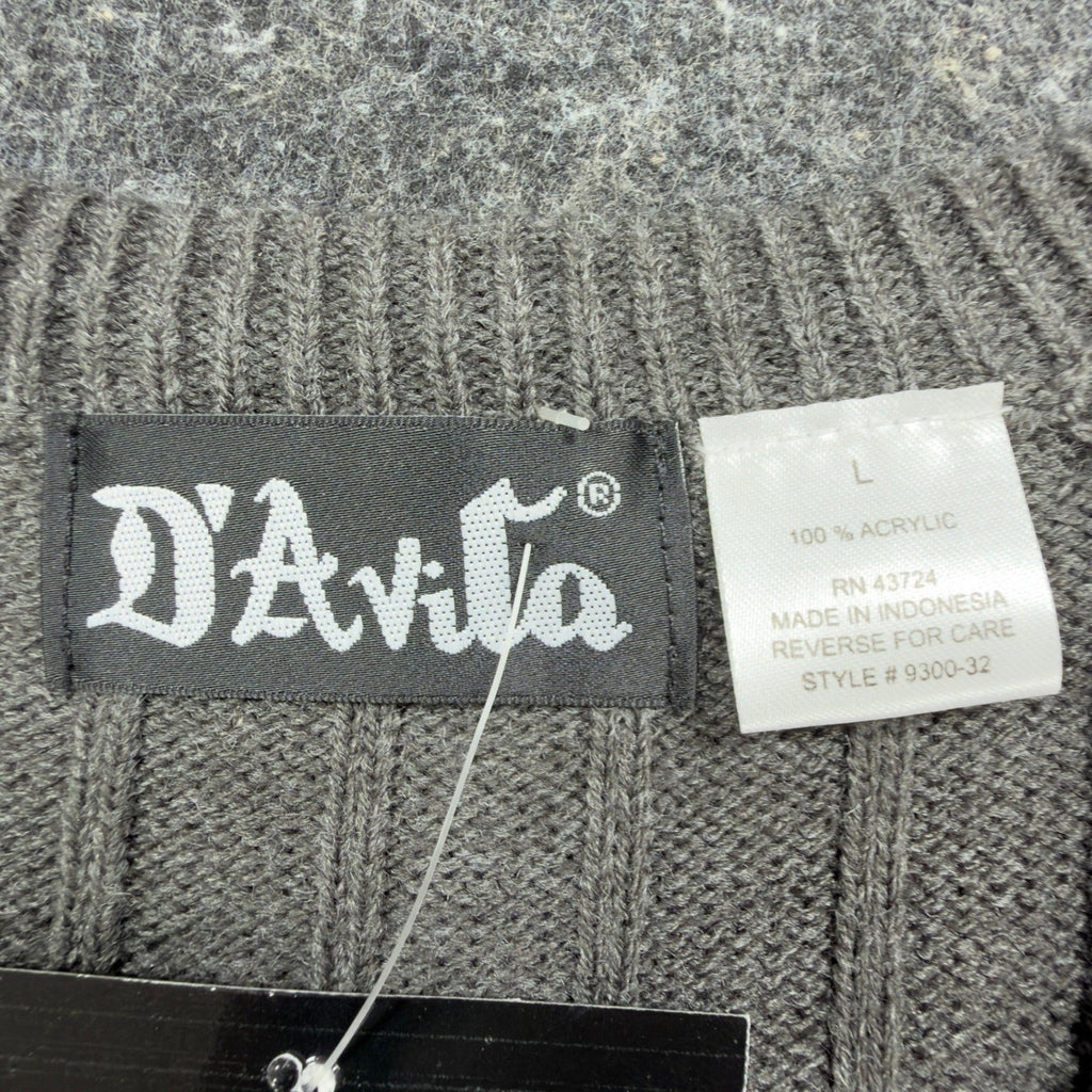 D'Avila V-Neck Sweater Vest Mens Large Charcoal Heather Grey Ribbed Knit NWT - take2supply