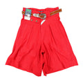 Jordache Pleated Shorts Womens 5/6 Vintage Red Cotton High Waist Western Belt - take2supply