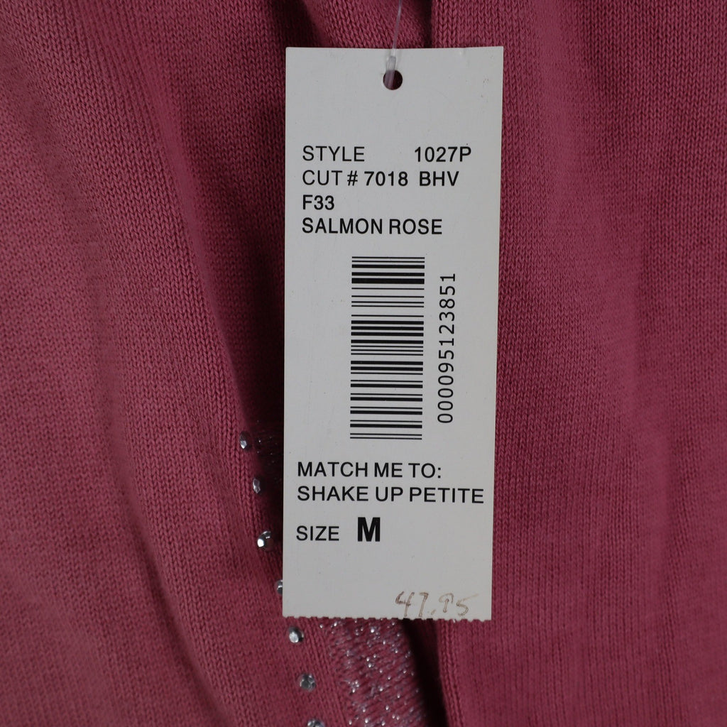 Southern Lady Petite PM Pink Embellished Hooded Zip Cardigan Sweater NWT - take2supply