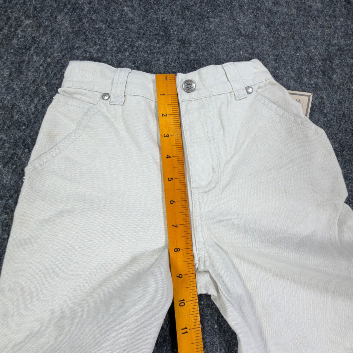 John Deere Carpenter Shorts Boys 5 Stone Cotton Canvas NWT Deadstock - take2supply