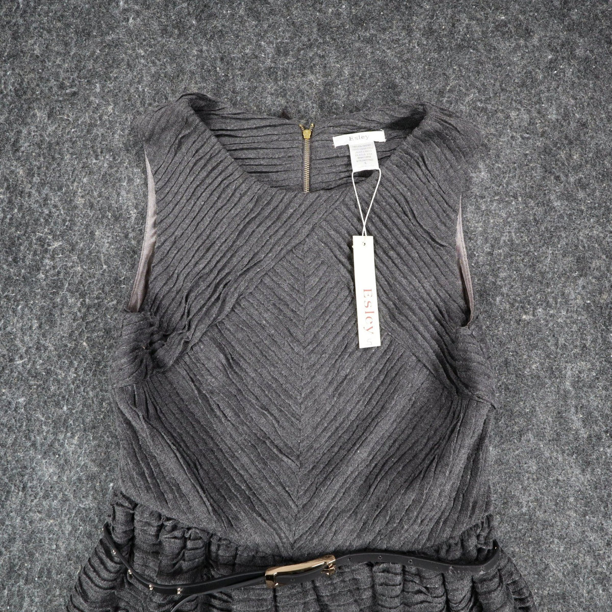Esley Sleeveless Fit & Flare Dress Womens Size Small Gray Pleated Belted NWT - take2supply