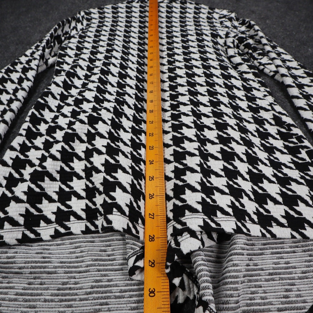 Lanalee Cardigan Women Small Black White Houndstooth Open Front Made in Canada - take2supply