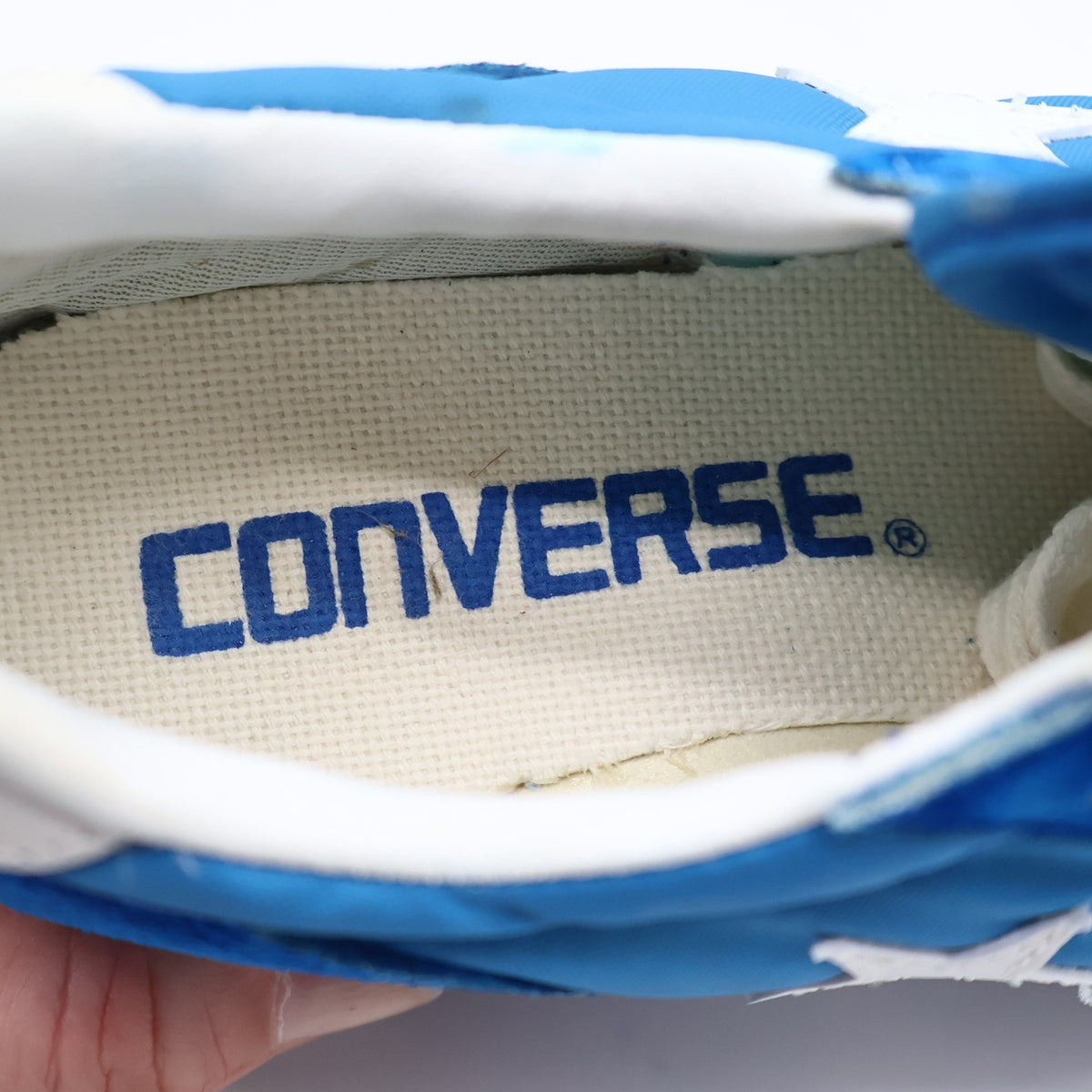 Converse Road Star Boys Size 3.5 Vintage 80s Blue White Nylon Suede Sneakers - take2supply