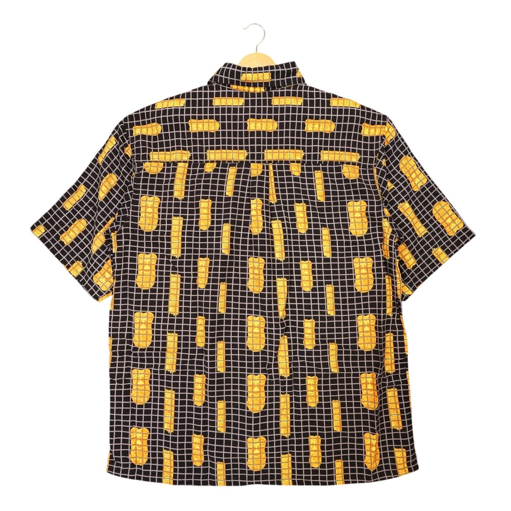 K.A.D. Button Up Shirt Mens XL Black New Tiki Abstract Grid Vintage - take2supply