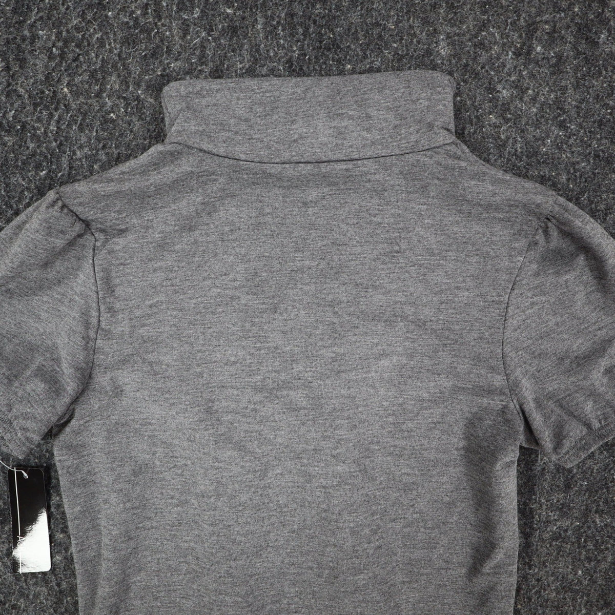 AGB Mock Neck Top Womens Size S Gray Short Puff Sleeve Pleated Front 04-29J33 - take2supply