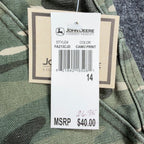 John Deere Carpenter Pants Boys 14 Y2K Camo Canvas Woodland Workwear Deadstock