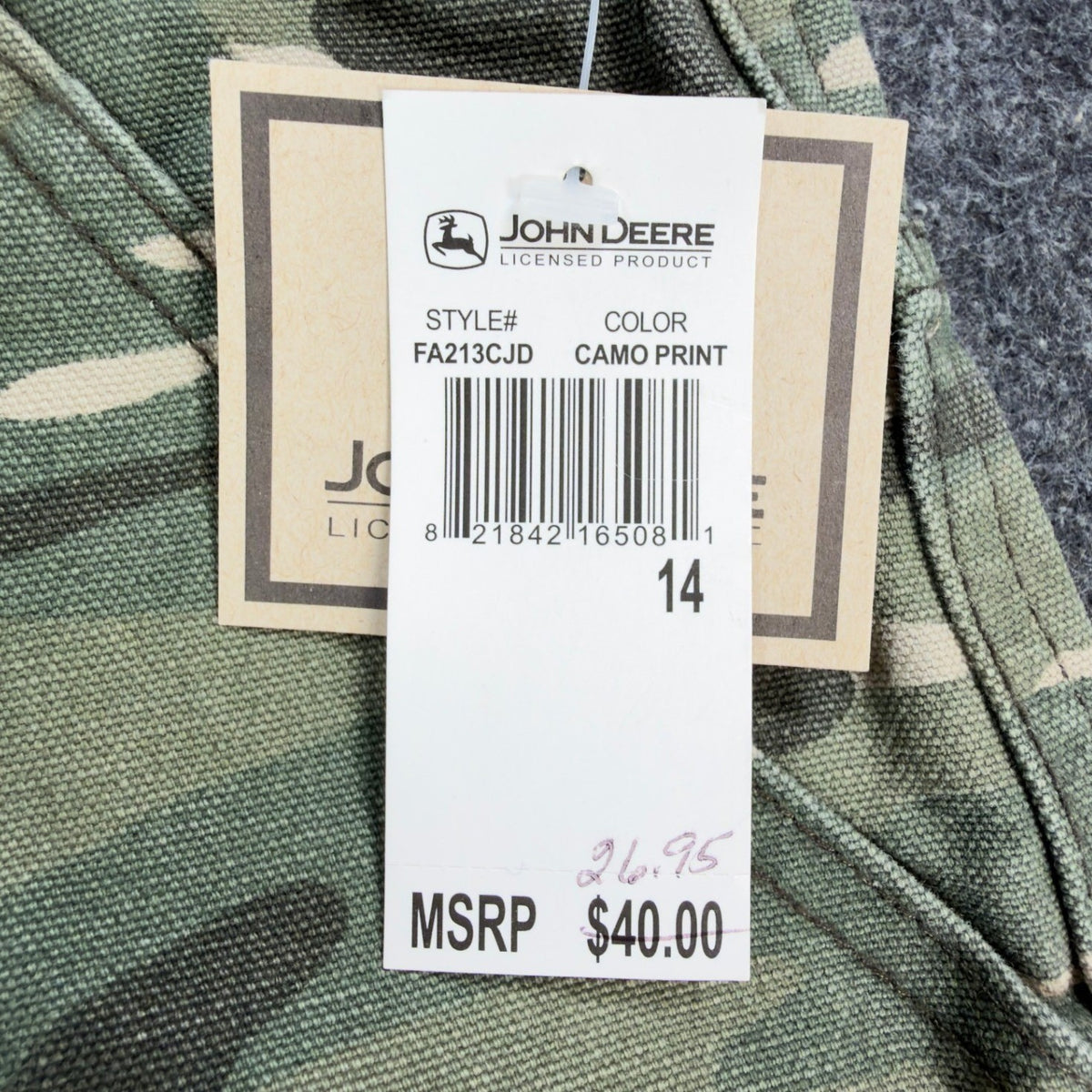 John Deere Carpenter Pants Boys 14 Y2K Camo Canvas Woodland Workwear Deadstock