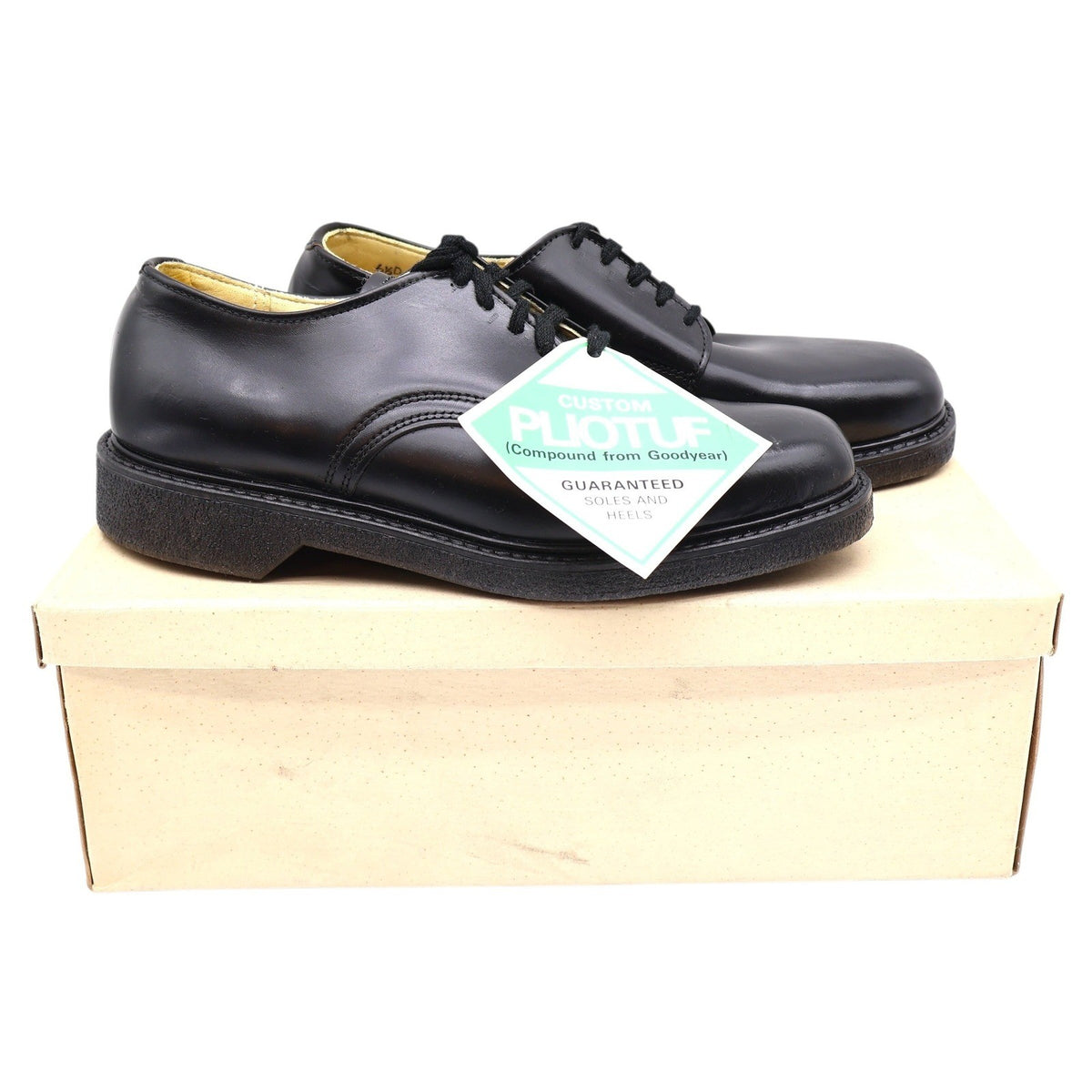 Black Cedar Crest plain-toe lace-up shoes, pair on box