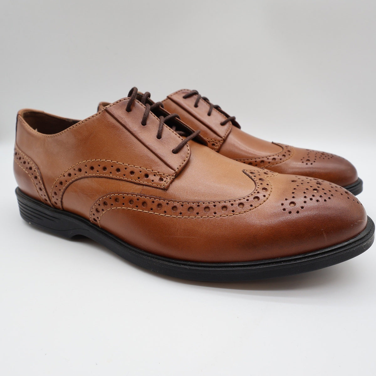 Hush Puppies Shepsky WT Oxford Mens 9.5 Dark Tan Leather Wingtip - take2supply